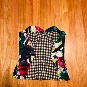 Rachel Roy Mixed Print Bustier Top